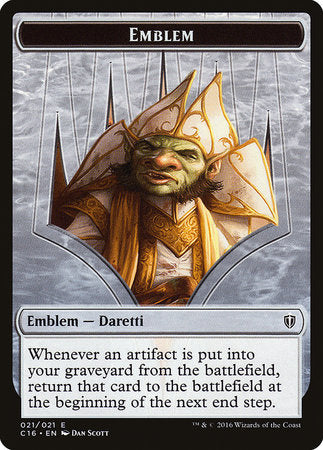 Emblem - Daretti, Scrap Savant // Thopter Double-sided Token [Commander 2016 Tokens]
