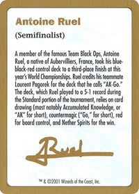 2001 Antoine Ruel Biography Card [World Championship Decks]