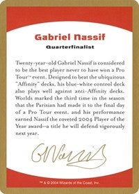 2004 Gabriel Nassif Biography Card [World Championship Decks]