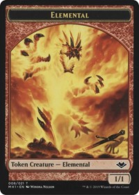 Elemental (008) // Emblem - Serra the Benevolent (020) Double-sided Token [Modern Horizons]