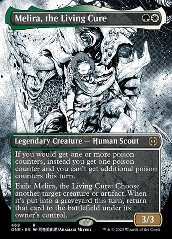 Melira, the Living Cure (Borderless Manga Step-and-Compleat Foil) [Phyrexia: All Will Be One]