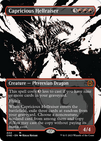 Capricious Hellraiser (Borderless Ichor Step-and-Compleat Foil) [Phyrexia: All Will Be One]