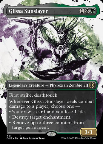 Glissa Sunslayer (Borderless Ichor Step-and-Compleat Foil) [Phyrexia: All Will Be One]
