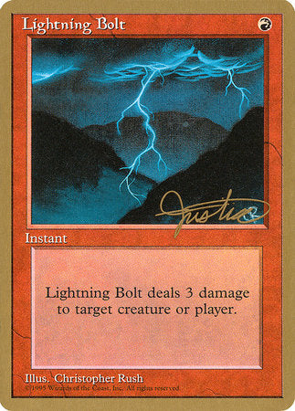 Lightning Bolt - 1996 Mark Justice (4ED) [Pro Tour Collector Set]