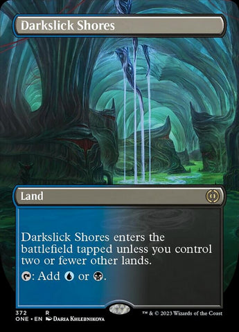 Darkslick Shores (Borderless Alternate Art) [Phyrexia: All Will Be One]