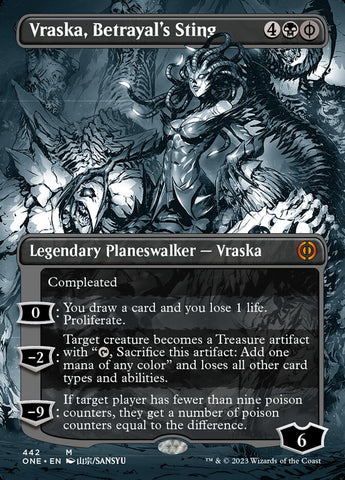 Vraska, Betrayal's Sting (Borderless Manga Step-and-Compleat Foil) [Phyrexia: All Will Be One]