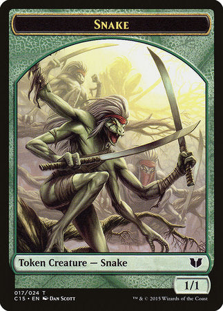 Snake (Green) // Saproling Double-Sided Token [Commander 2015 Tokens]